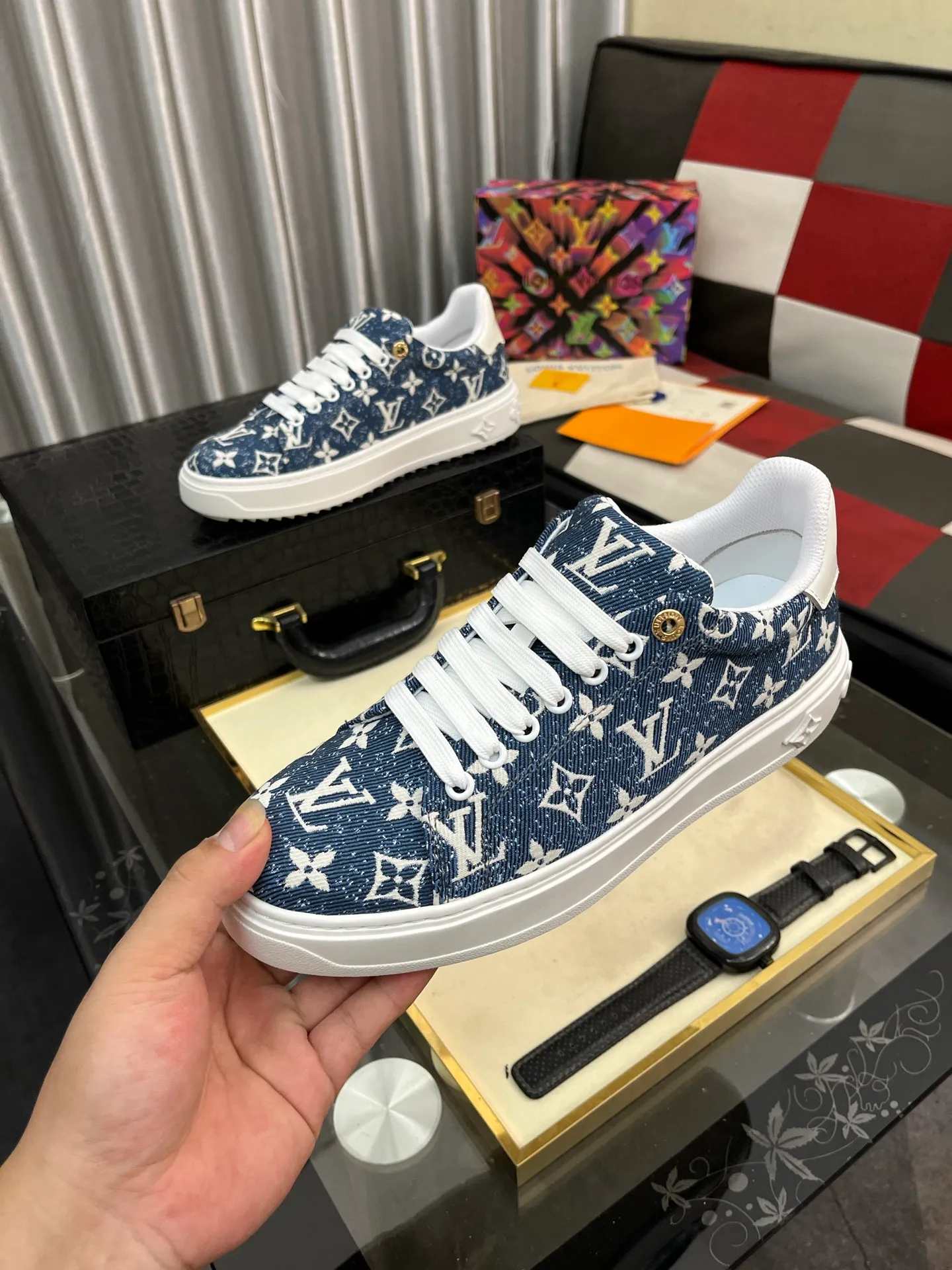 Men's shoes 💰540⌚️⌚️[Louis Vuitton LV] Dad shoes are popular casual sports shoes with outsole, breathable and comfortable, easy to walk, trendy men's versatile fly woven epoxy matching ➕leather lining➕Gucci's popular original outsole, sports and running style, super comfortable. Size 38-445️⃣Colors available